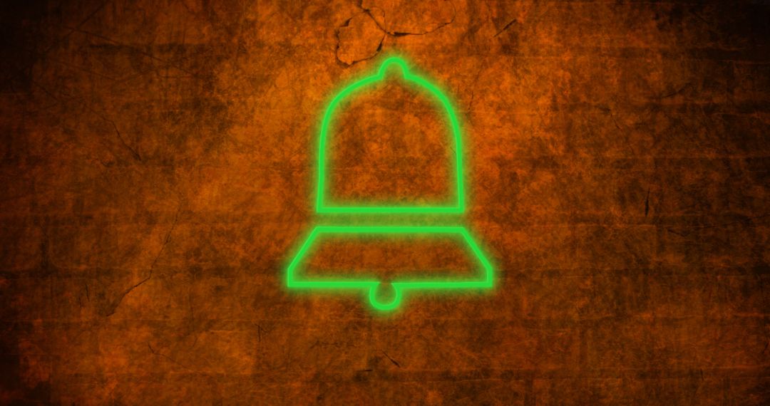 Glowing Neon Bell Icon on Grunge Brick Texture - Free Images, Stock Photos and Pictures on Pikwizard.com