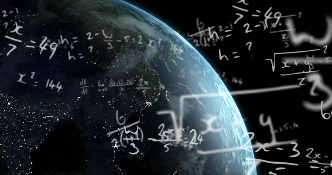 Mathematical formulas hovering over planet earth