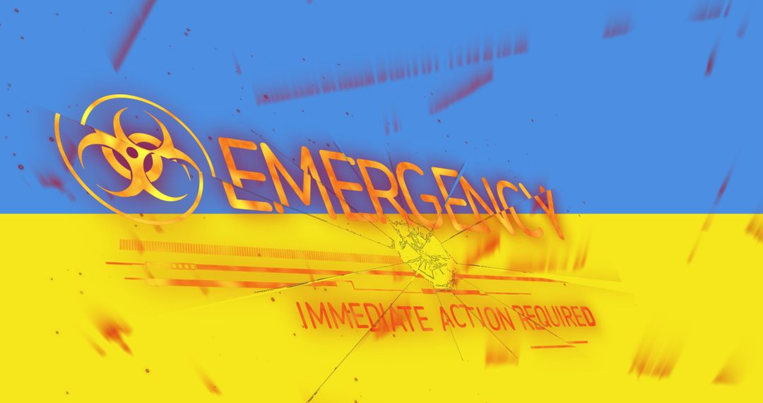 Emergency Alert Symbol in Ukraine Flag Design Highlighting Crisis