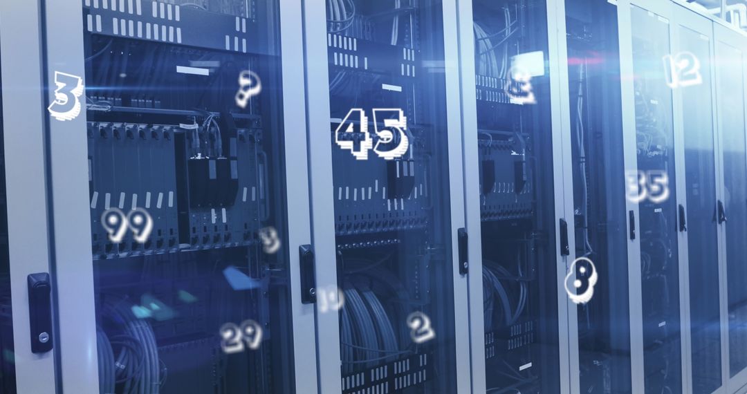 Data processing overlay on computer servers with numbers - Free Images, Stock Photos and Pictures on Pikwizard.com