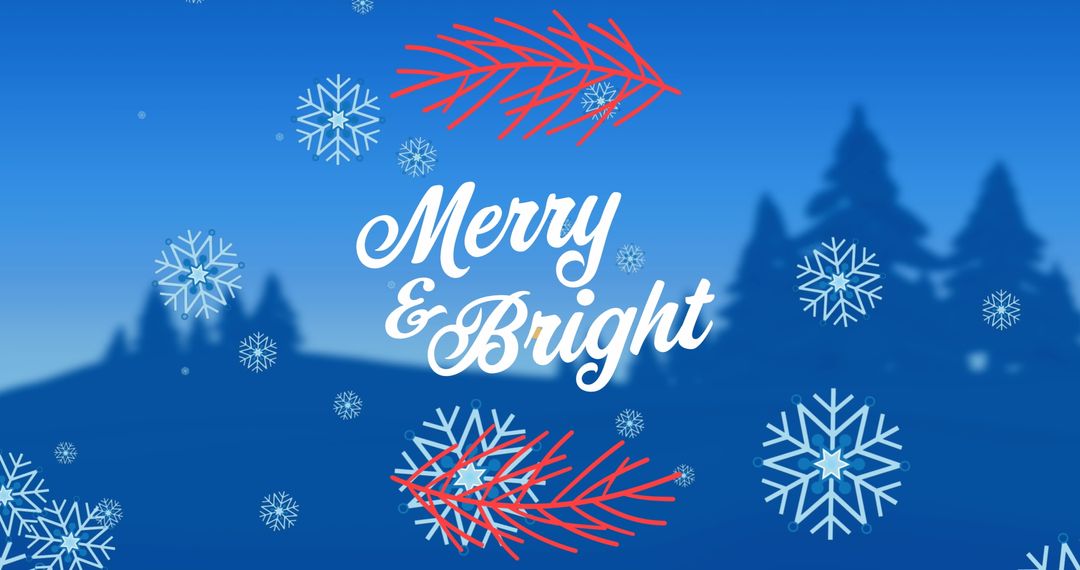 Festive Merry & Bright Christmas Banner with Snowflakes