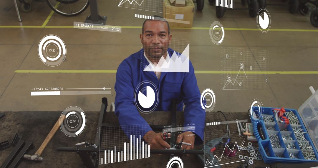 Mechanic Analyzing Digital Data for Equipment Repair Efficiency