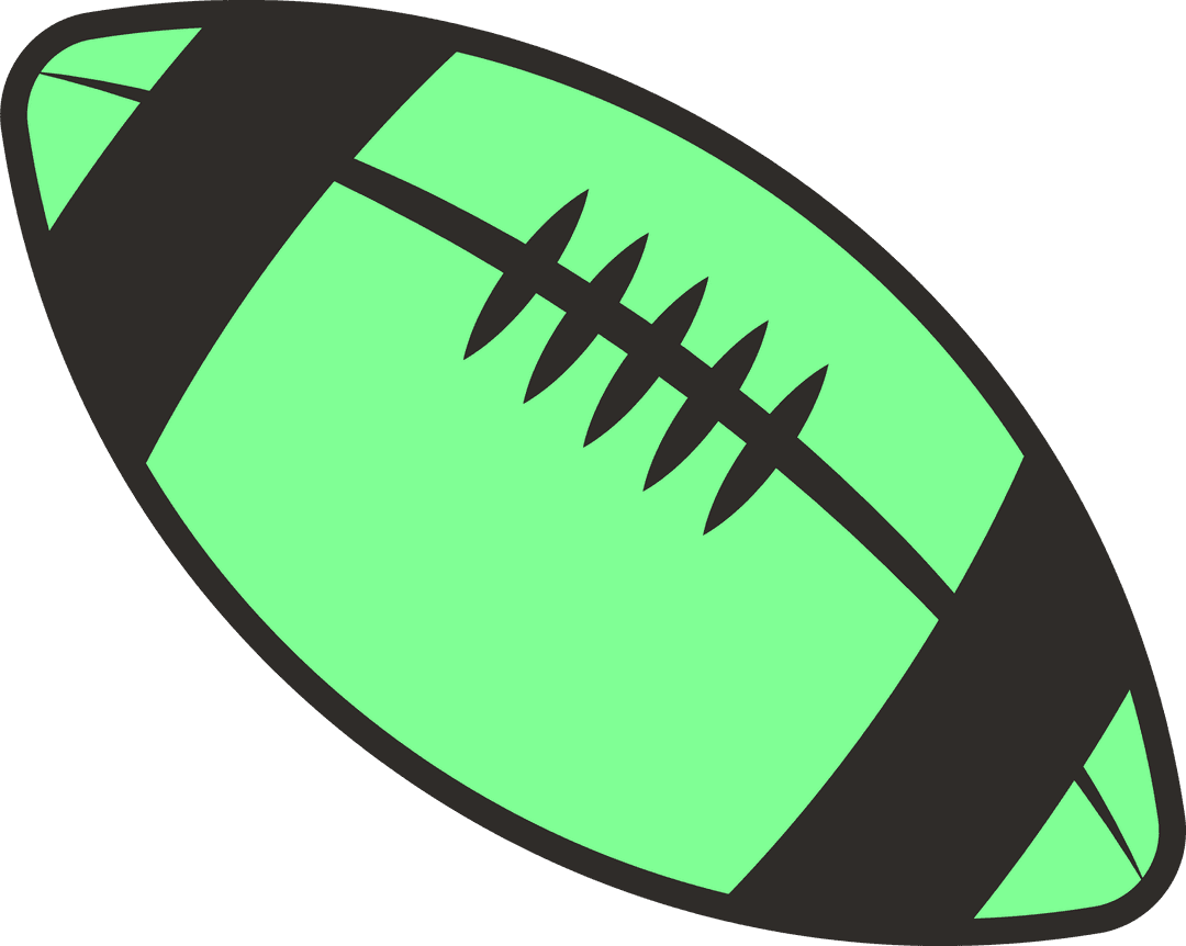 Stylized Green Football Icon on Transparent Background