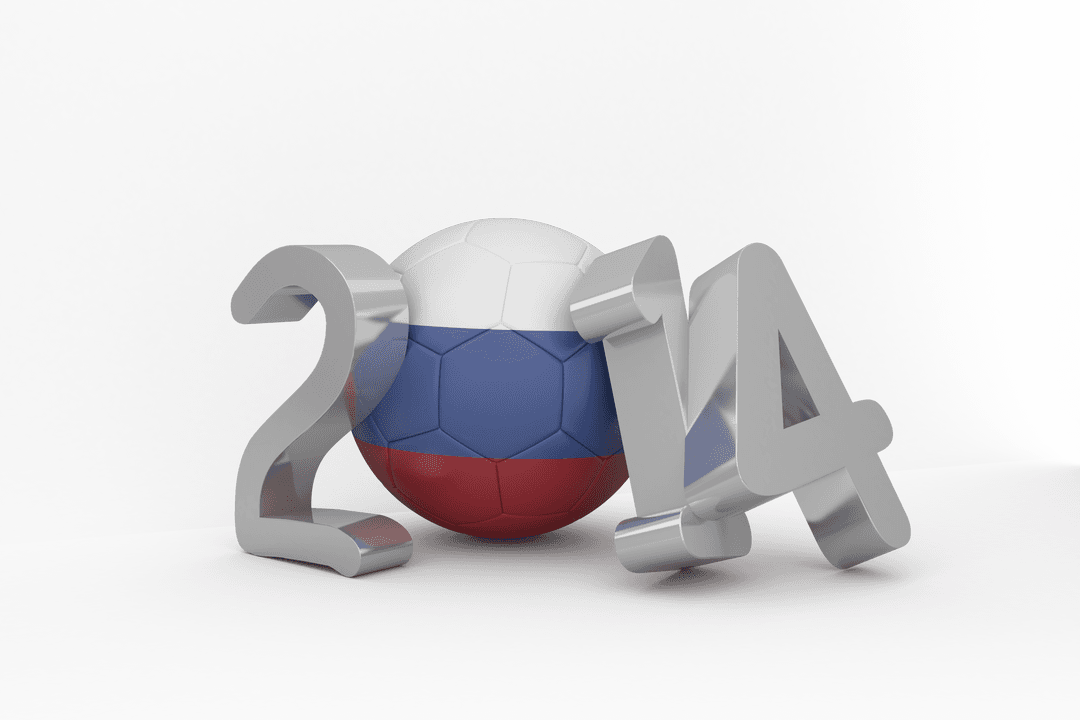 2014 Silver Text Over Russian Soccer Ball on Transparent