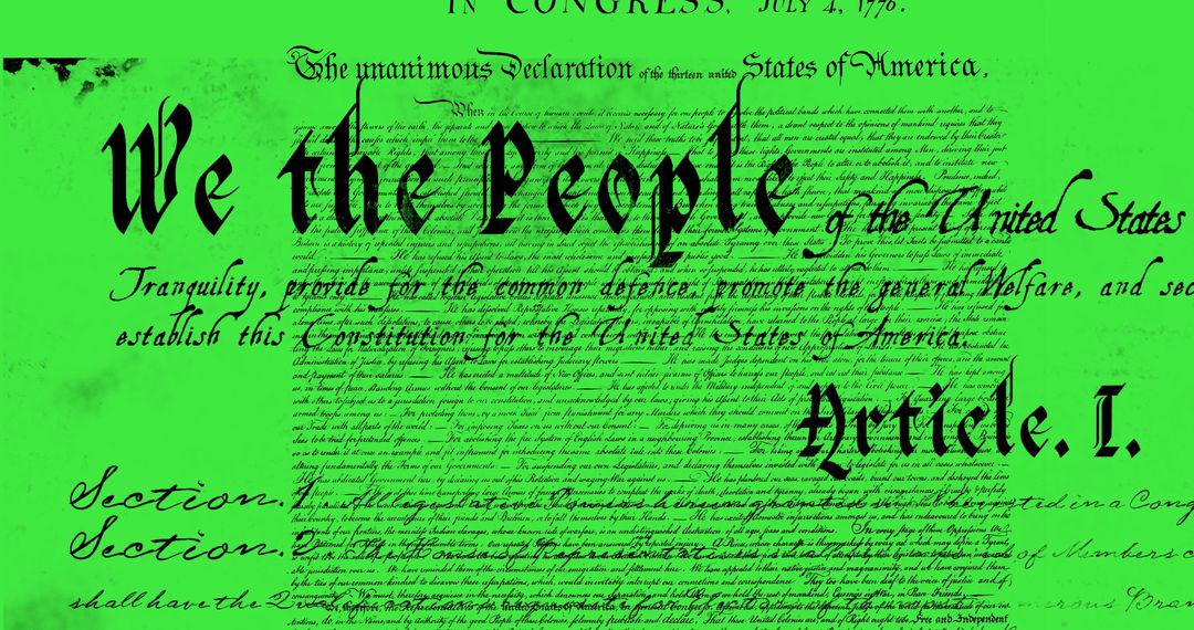 Digital Text of United States Constitution on Vibrant Green - Free Images, Stock Photos and Pictures on Pikwizard.com