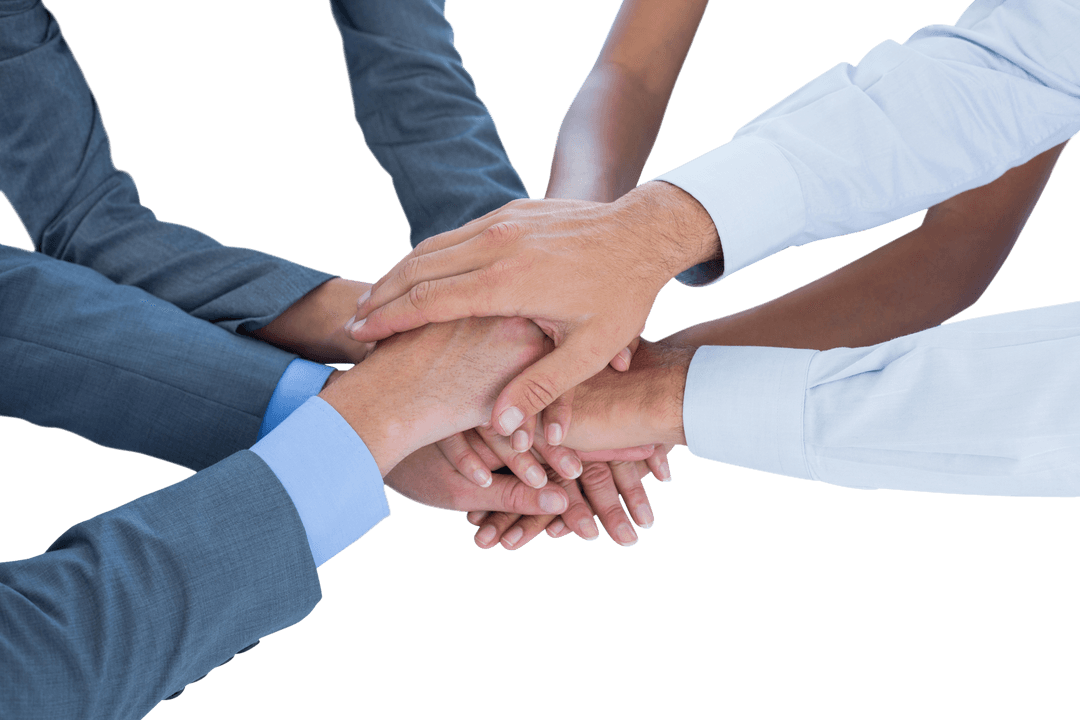 Transparent Business Hands United in Winning Team Gesture