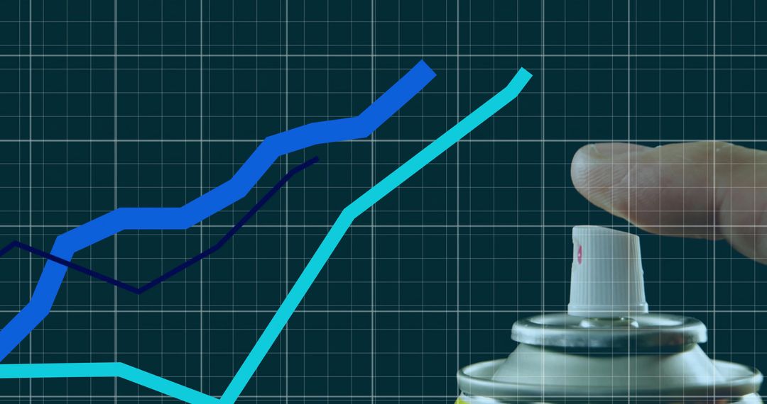 Finger Pressing Aerosol Can with Growth Graph Overlaying Grid