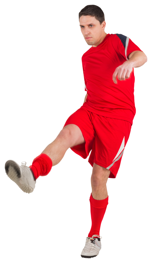 Transparent Football Player Kicking Ball Wearing Red Uniform - Download Free Stock Images Pikwizard.com