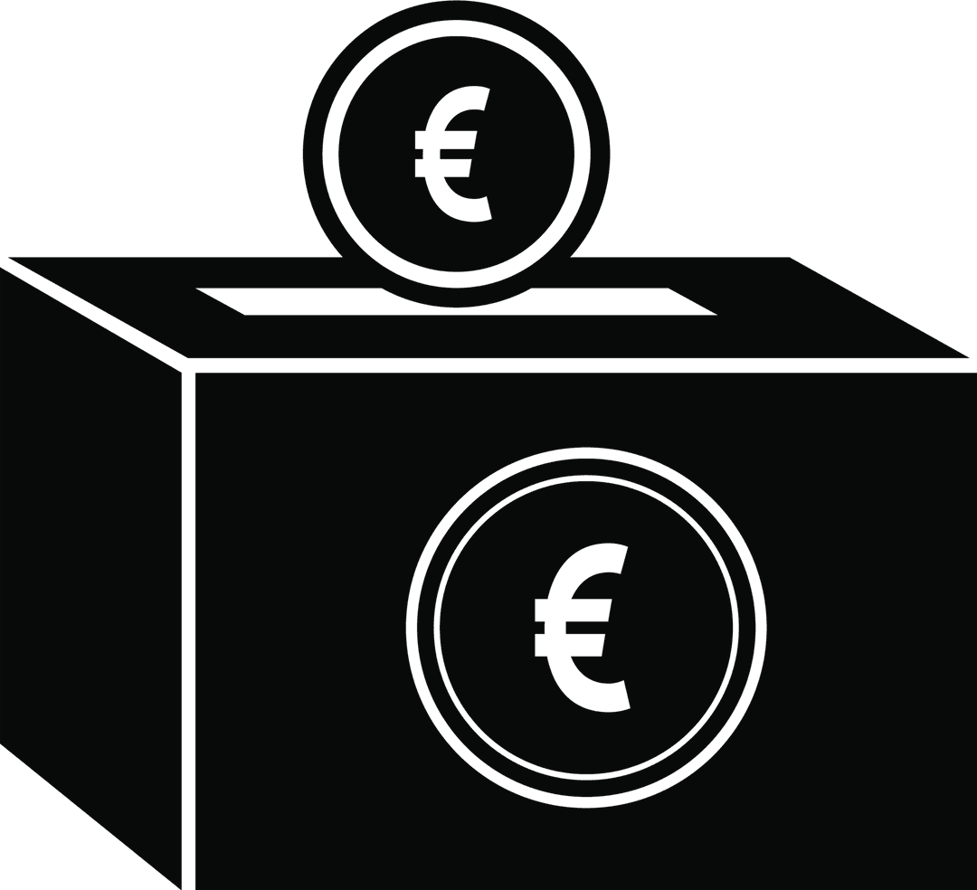 Transparent Box with Coin and Euro Symbol Illustrating Savings