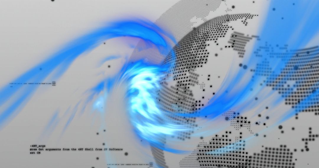 Futuristic Digital Globe with Swirling Blue Streams
