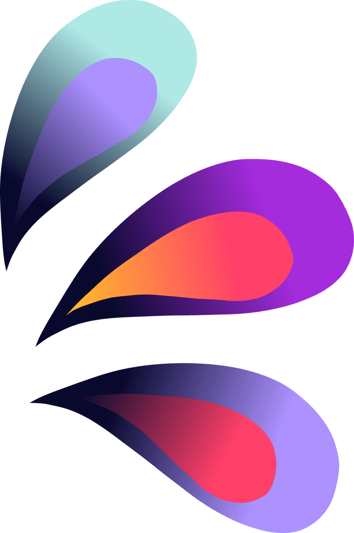 Transparent abstract gradient teardrop shapes futuristic design