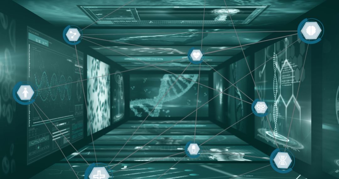 Futuristic Digital Interface with Genetic Research Concepts