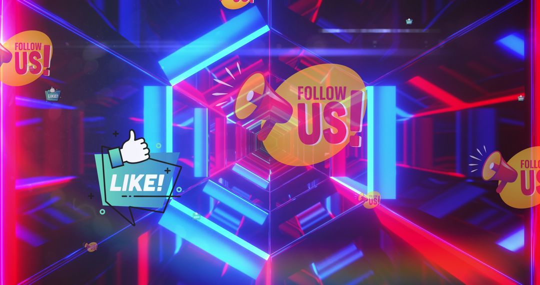 Futuristic Neon Communication with Social Reactions and Messaging