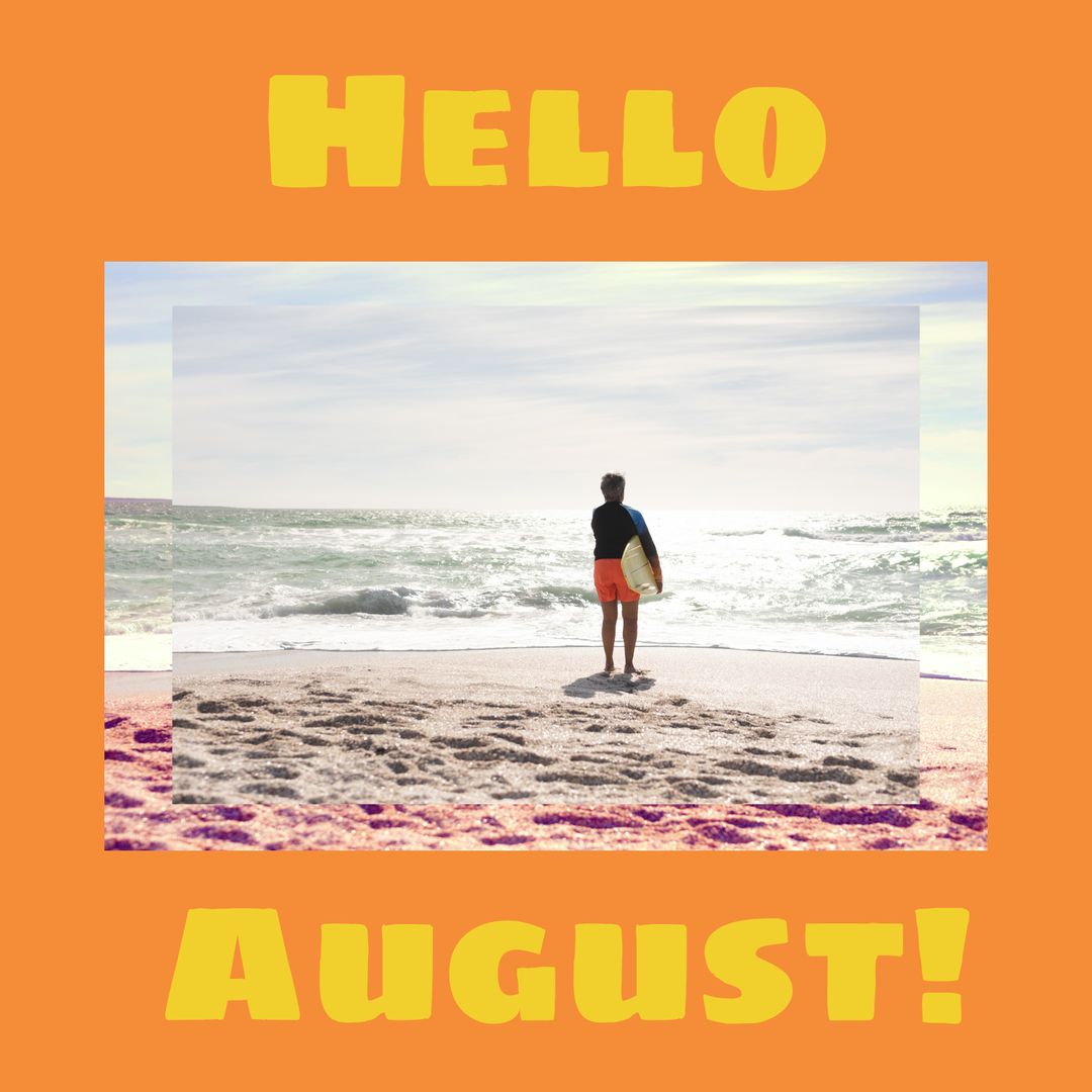 Surfer Embraces August Beach Vibes on Sunny Day