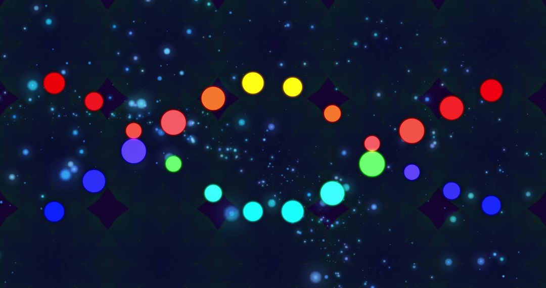 Glowing Colorful DNA Strands on Dark Background