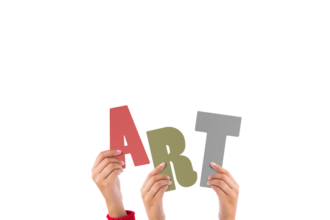 Transparent Background Hands Holding Art Letters