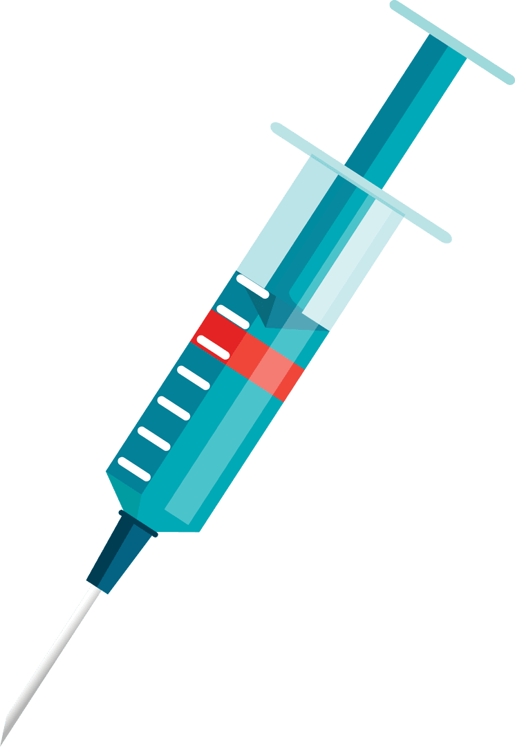 Blue Syringe Illustration on Transparent Background for Medical Use