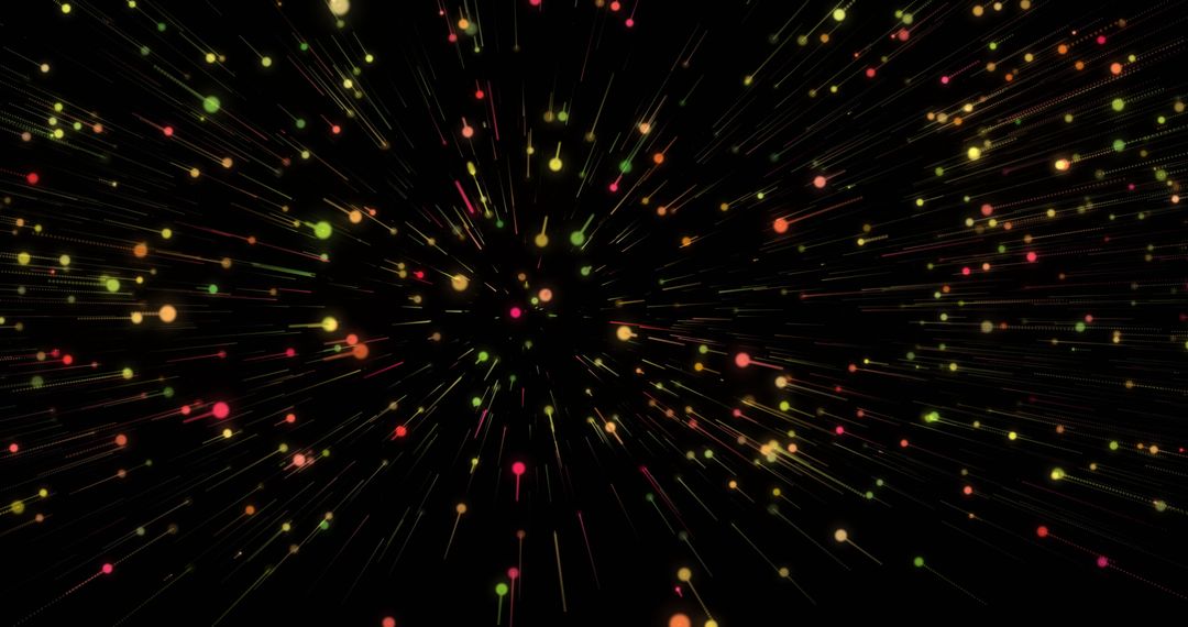 Dynamic Stream of Glowing Light Particles on Black Background