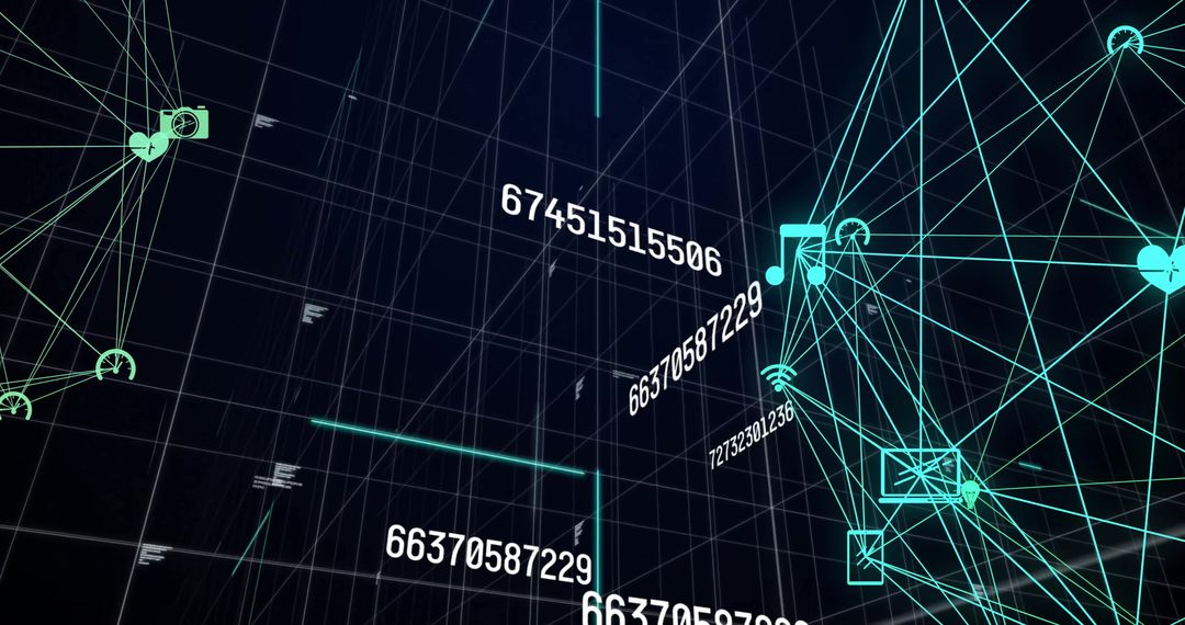 Futuristic digital grid with data and network connections