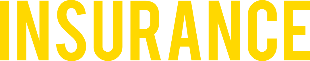 Bold Yellow Insurance Word on Transparent Background