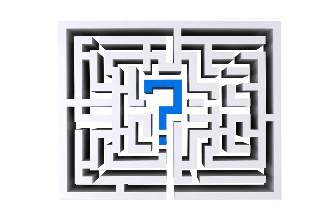 Transparent Maze Design Featuring Blue Question Mark