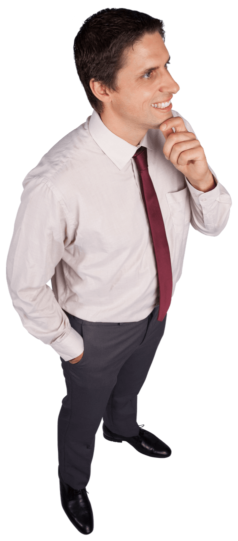 Transparent Businessman in Contemplative Pose