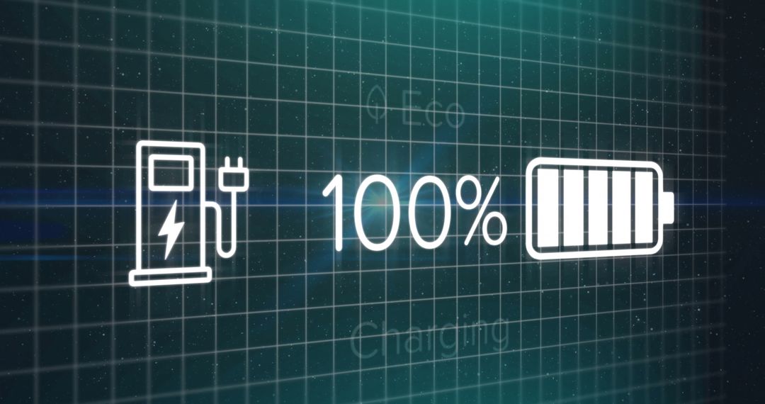 Digital Dashboard Display Showing Full Battery Charge with Futuristic Design