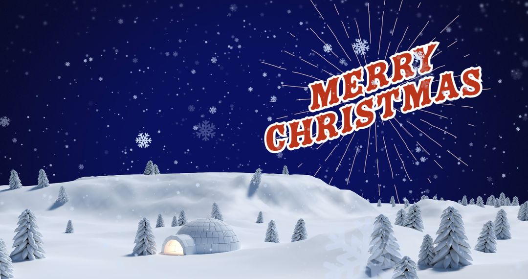 Festive Christmas Scene with Snowy Landscape and Igloo