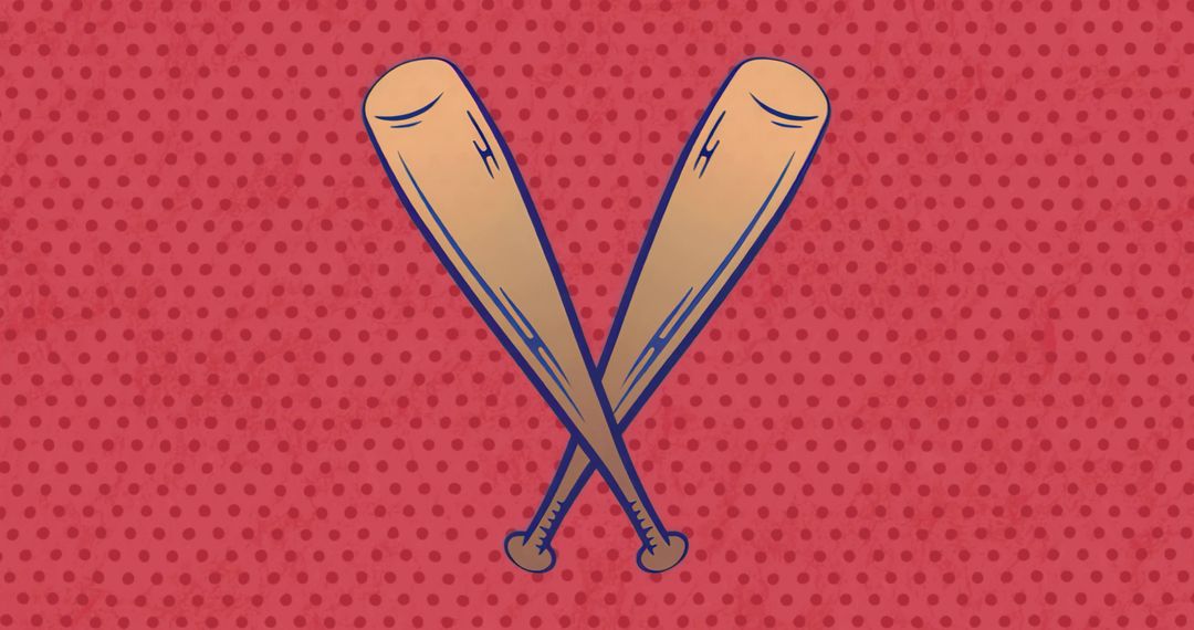 Retro Illustration of Crossed Baseball Bats on Red