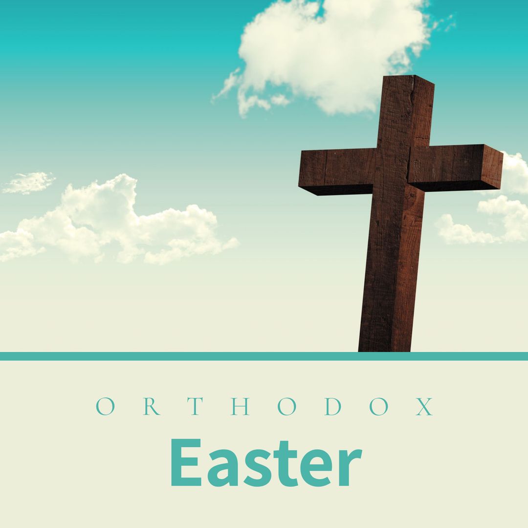 Wooden Cross Against Blue Sky for Orthodox Easter Celebration - Download Free Stock Templates Pikwizard.com