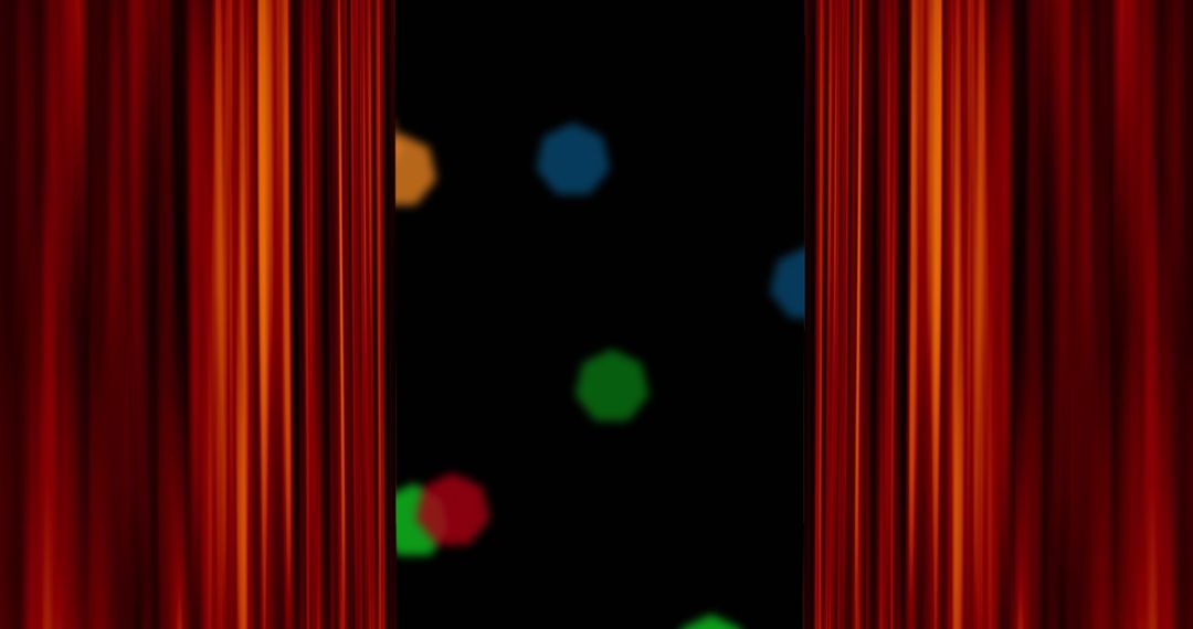 Red Curtains Frame Colorful Festive Lights Celebration