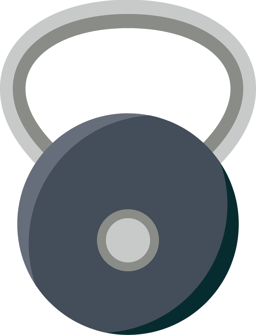 Minimalist Flat-Design Kettlebell on Transparent Background