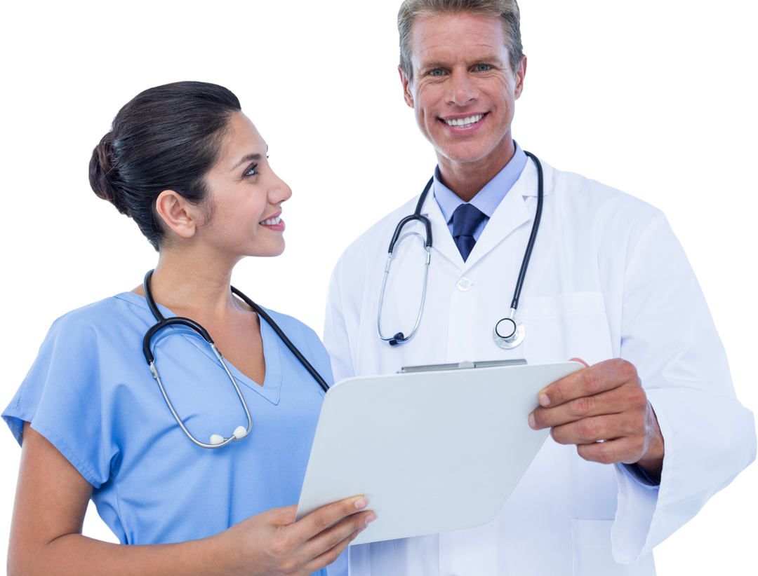 Transparent Smiling Doctors with Stethoscopes Holding Clipboard - Download Free Stock Images Pikwizard.com