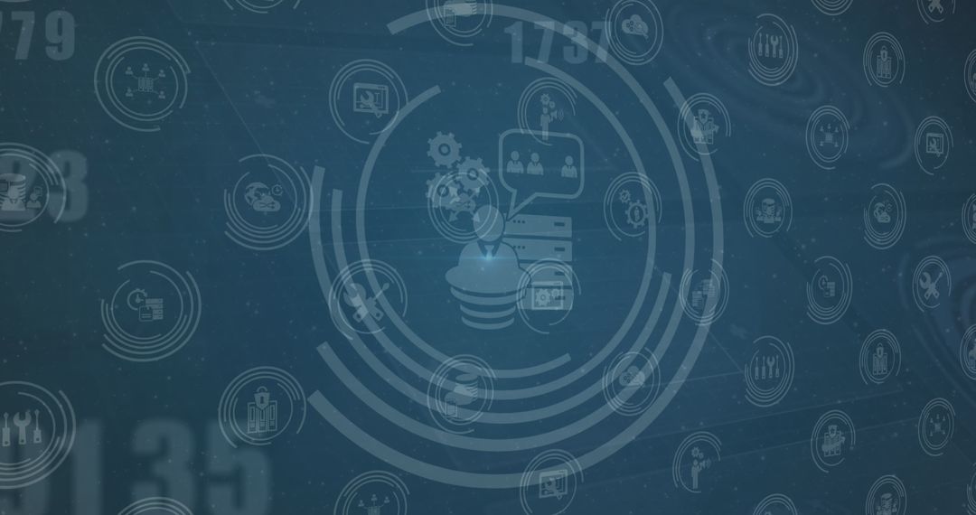 Social Media Icon Overlay on Digital Technology Interface