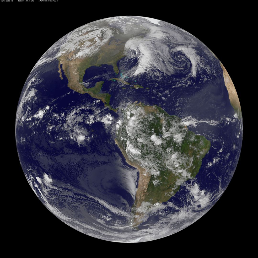 NASA GOES-12 Full Disk view March 30, 2010 - Free Images, Stock Photos and Pictures on Pikwizard.com