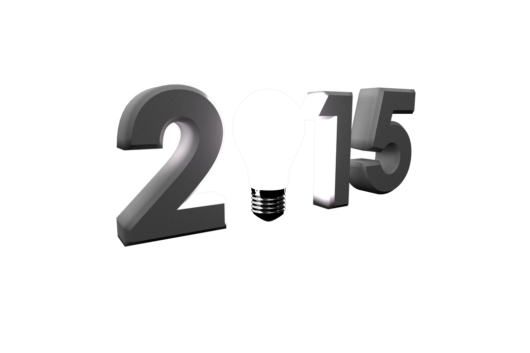 Transparent 2015 Text with Light Bulb, Celebration and Idea Concept - Download Free Stock Images Pikwizard.com