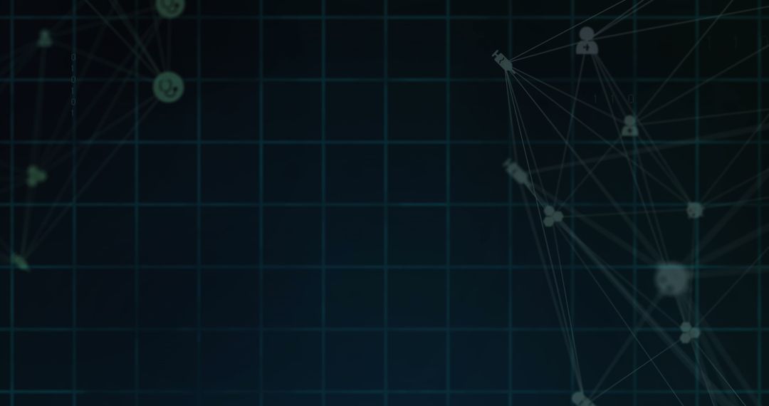 Digital Interface Concept with Network Connections on Black Grid