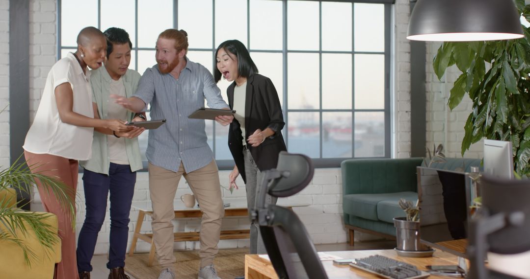 Diverse Team Energized by Data Analysis at Work