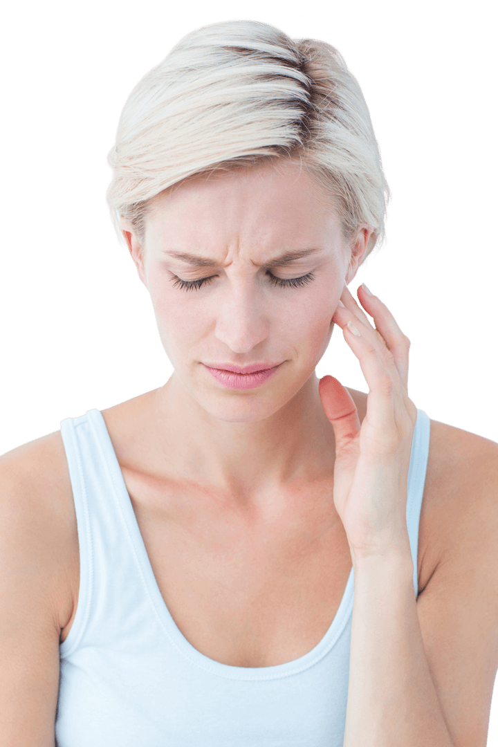 Transparent Background of Woman Experiencing Toothache Discomfort