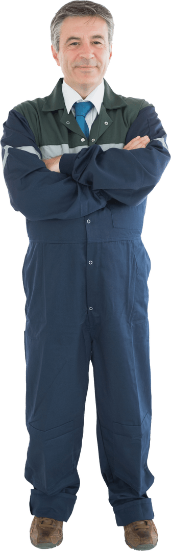 Transparent Portrait of Happy Electrician Standing Confidently