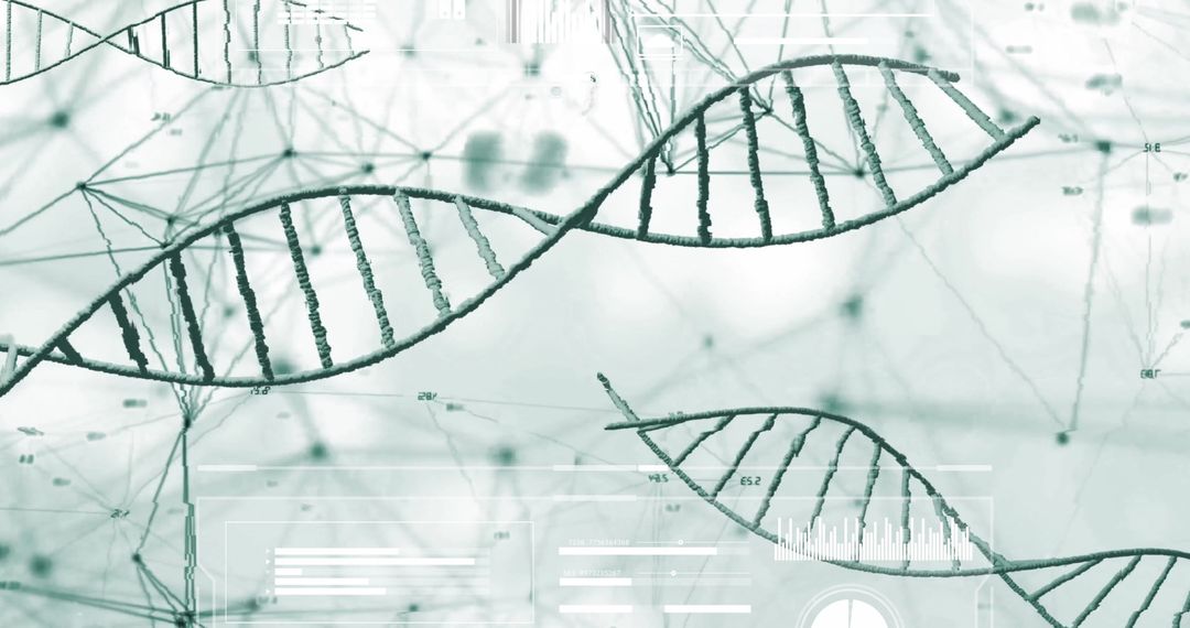 Futuristic DNA Double Helix Visualization with Network Nodes
