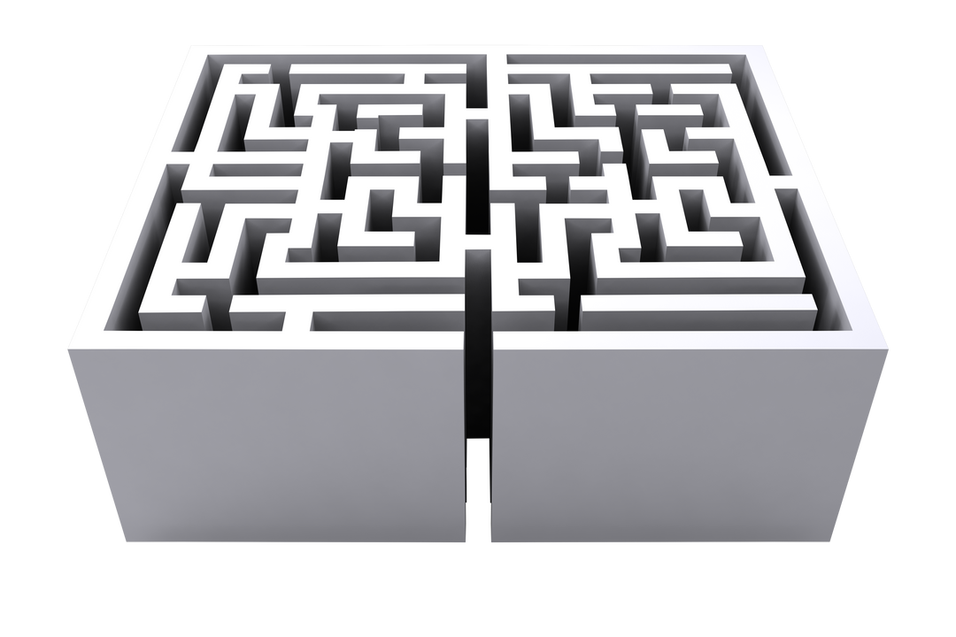 White Maze on Transparent Background, Isolated Maze Concept Illustration - Download Free Stock Images Pikwizard.com