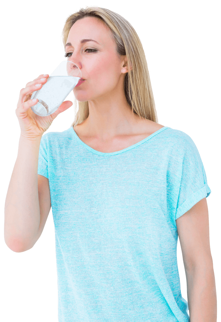 Transparent Relaxing Woman Drinking Fresh Water