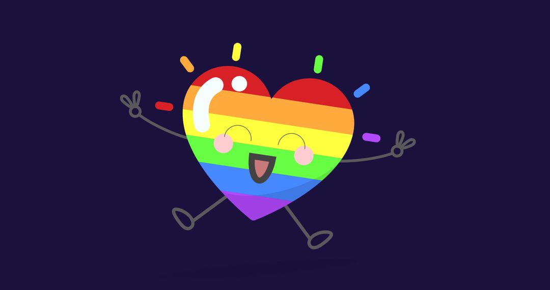 Cheerful Rainbow Heart Showing Triumph