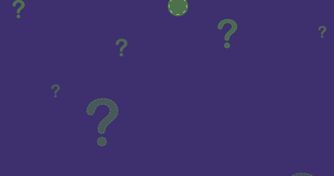 Floating Question Marks on Purple Background for Tech Concepts