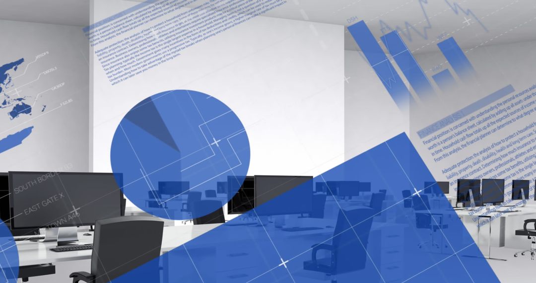 Digital Data and Reports Overlay in Modern Office