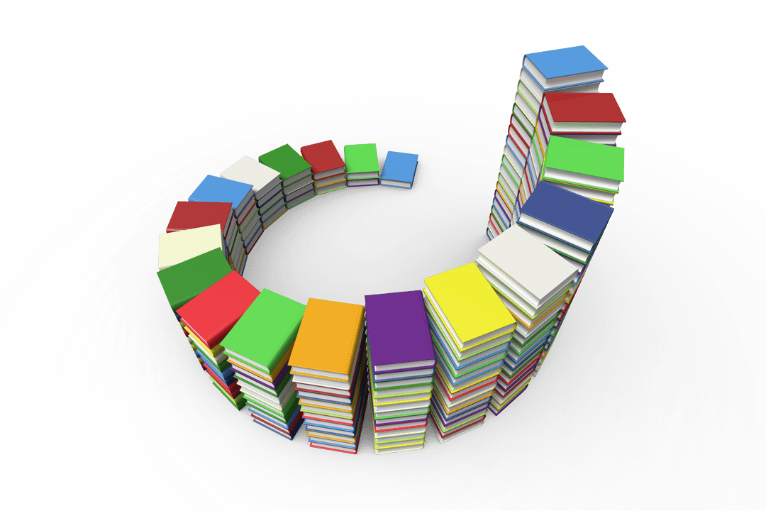Books Arranged in Creative Circular Shape on Transparent Background