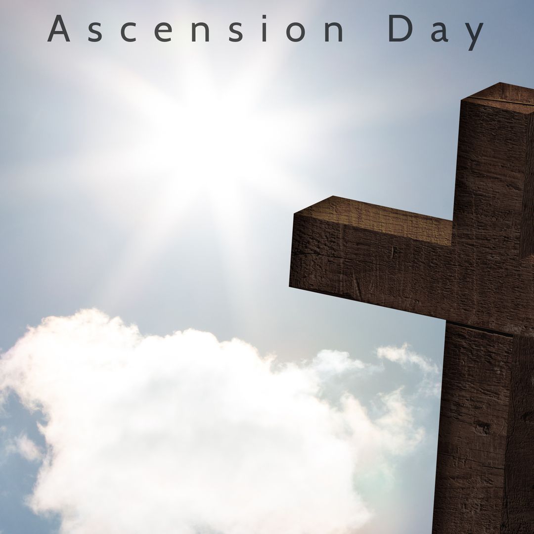 Ascension Day Wooden Cross Against Bright Sunny Sky - Download Free Stock Templates Pikwizard.com