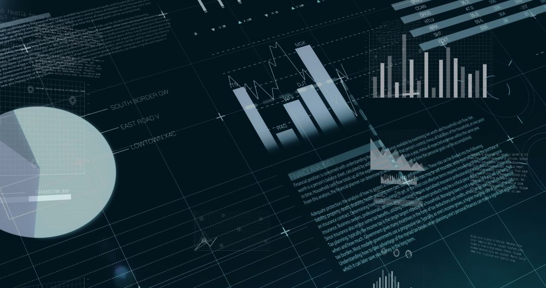 Digital Infographic Interface with Holographic Charts