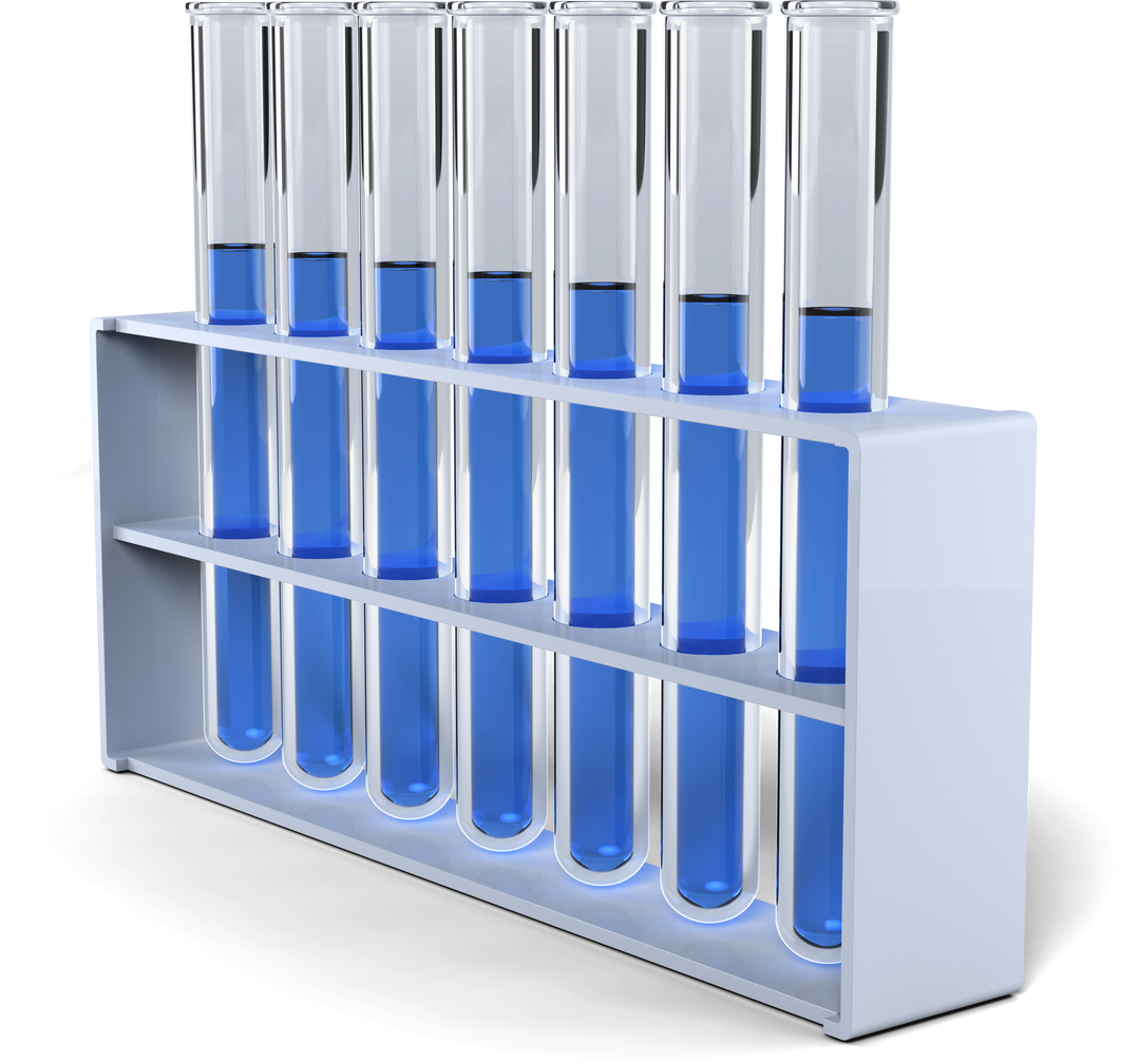 Transparent Test Tubes with Blue Chemical Solution in Rack - Download Free Stock Images Pikwizard.com